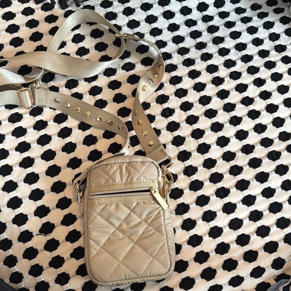 Quilted Crossbody Bag for phone in Tan from Haute Shore